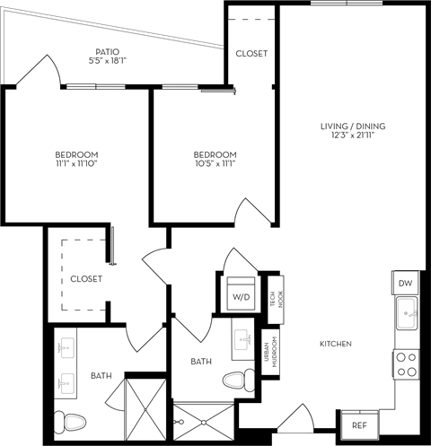 a floor plan of a house with a bedroom and a living room